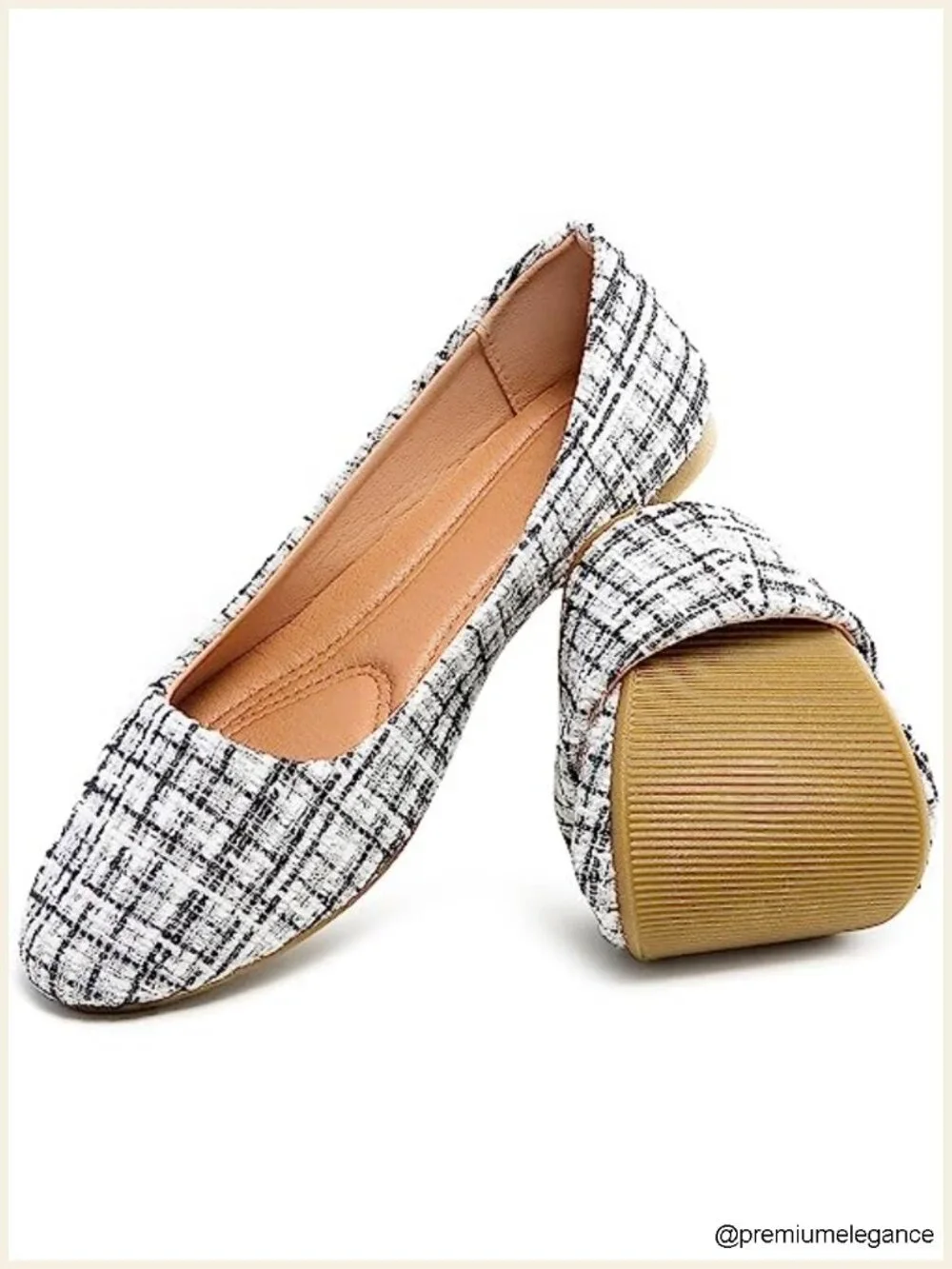 Women's Round Toe Ballet Flats Pull-On Faux Leather Lightweight Comfort Flats